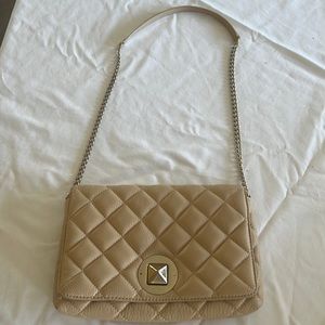 Kate Spade small Quilted Flap Chain shoulder bag crossbody, Beige